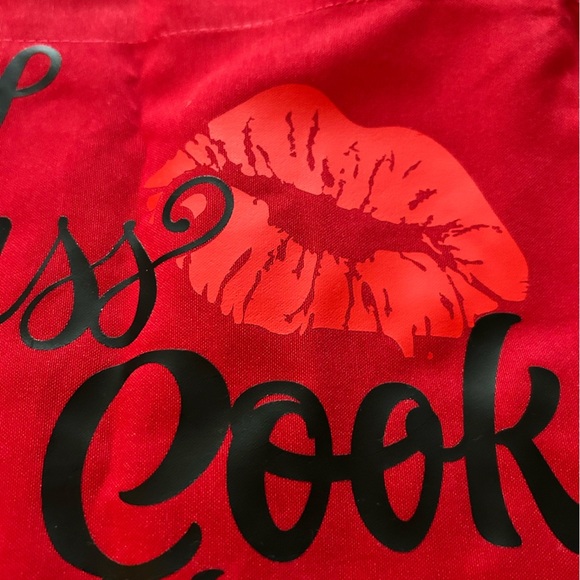 Kiss the Cook and bring wine -red apron - 32” by 27”- new - Picture 3 of 6
